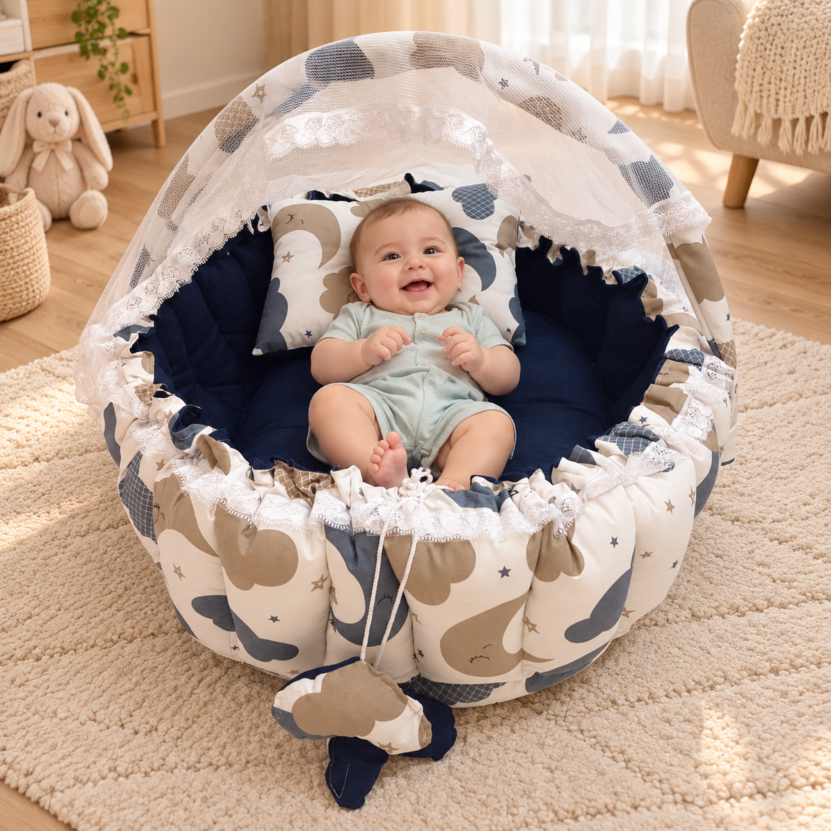 Beige cloud _ Oval Baby Nest