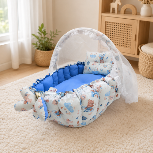 Blue Bear _ Oval Baby Nest