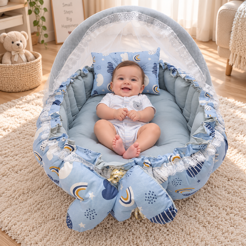 Dark Blue Rainbow _ Oval Baby Nest