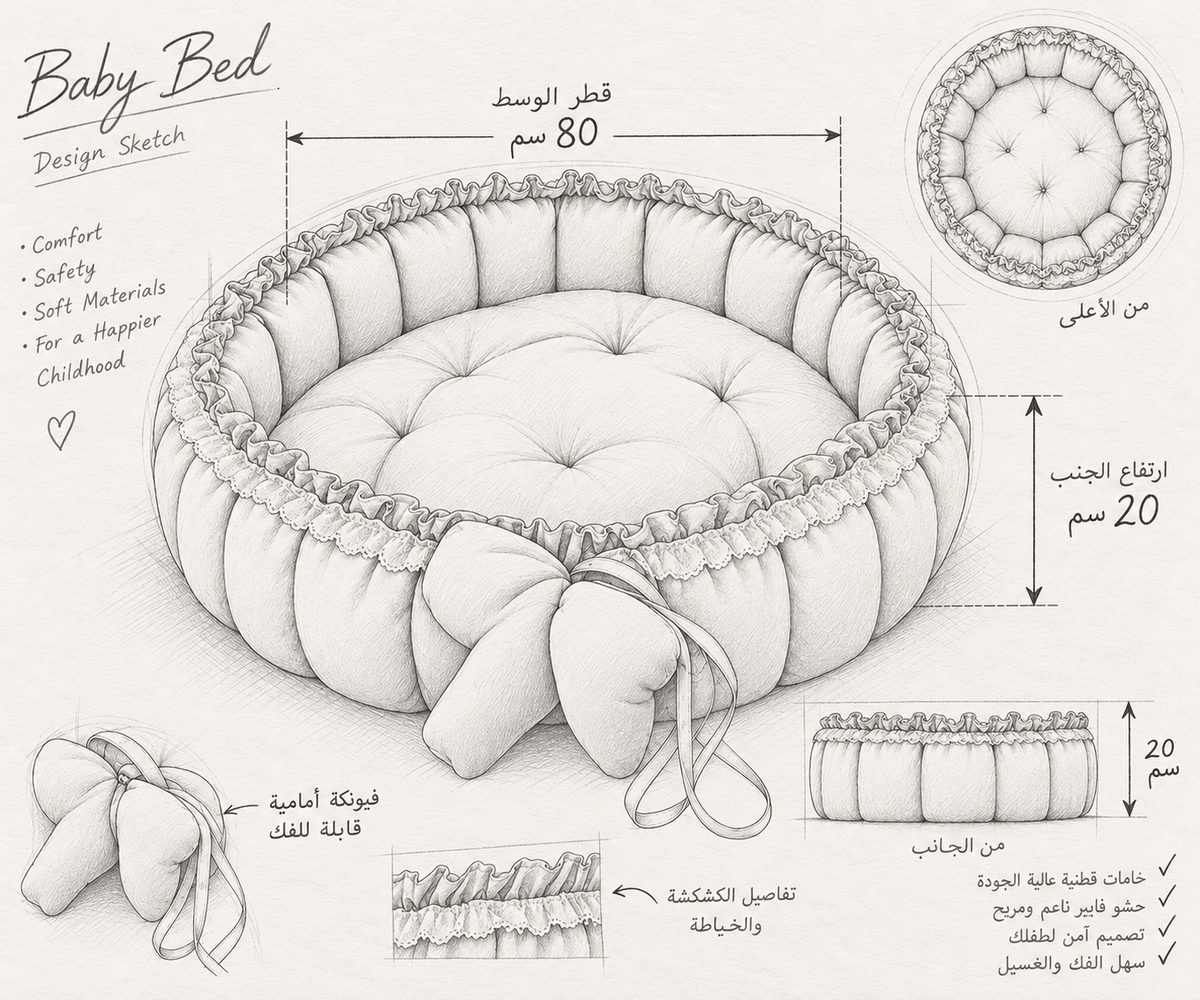 Beige cloud _ Round Baby Nest