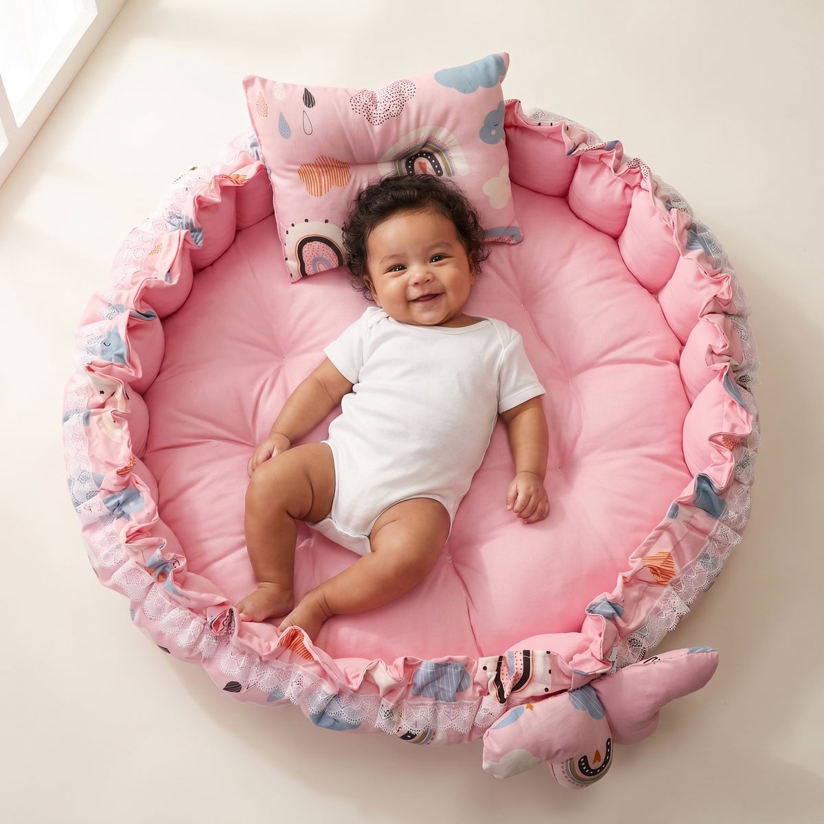 Pink Rainbow _ Round Baby Nest